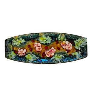 Vintage MCM Esmaltes Garcia Enameled Brass Rectangular Trinket Decor Tray